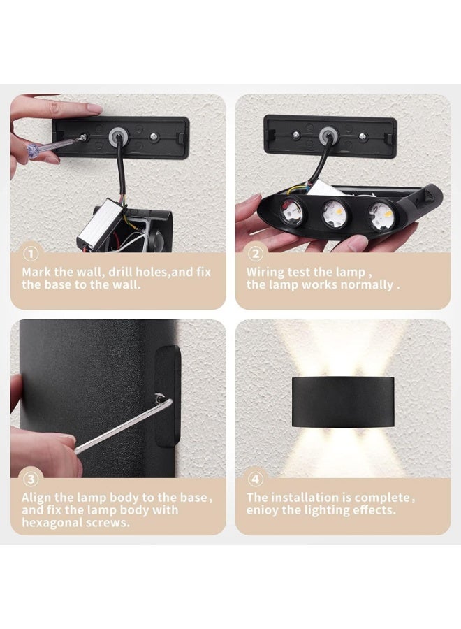 AFN Outdoor LED Wall Light 6W, Warm White 3000K, IP65 Waterproof Up and Down Wall Sconce, Hardwired AC 85-265V (Not Battery/Not Stick-On), Aluminium, Black - Image 3